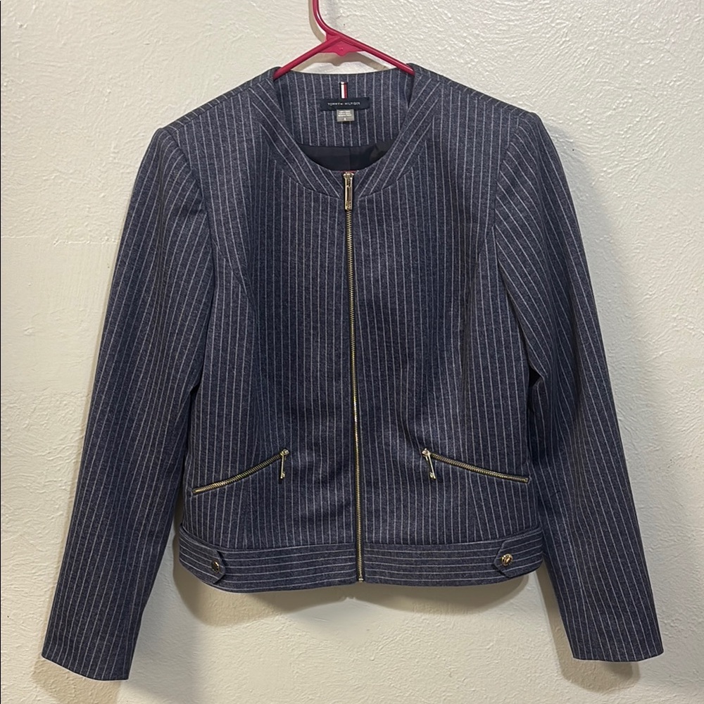 Tommy Hilfiger Woman’s Navy Pinstripe Full Zip Jacket - SZ 6